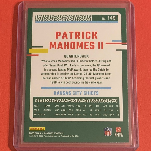 Patrick Mahomes II #149 2023 Panini Donruss Football Trading Card - Picture 2 of 2
